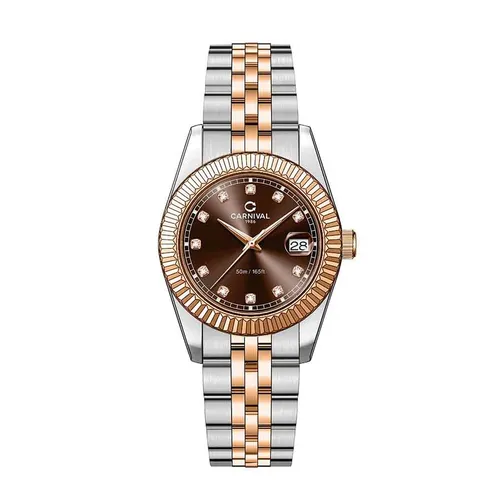 Đồng Hồ Nữ Carnival Quartz 8131L-CH-N ( 8131L ) Màu Nâu - Vàng Hồng